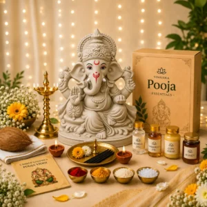 11 inch eco-friendly Ganesh idol with complete pooja kit