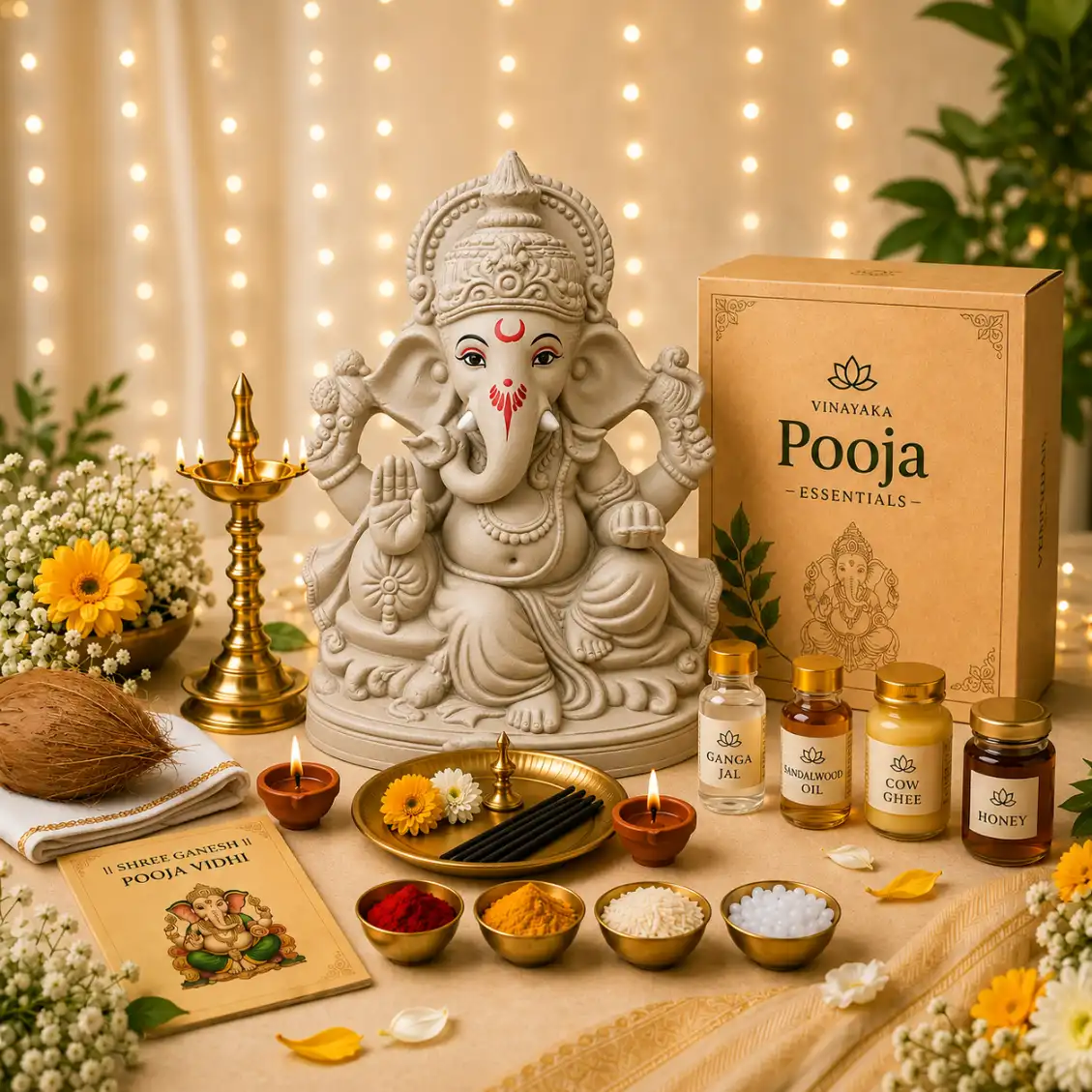 11 inch eco-friendly Ganesh idol with complete pooja kit
