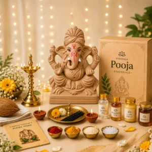 11 inch eco friendly Ganesh idol with complete pooja kit