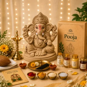 11 inch eco-friendly Ganesh idol with complete pooja kit