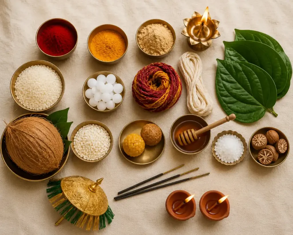 A Complete Collection of 30 Pooja Essentials for Ganesh Pooja