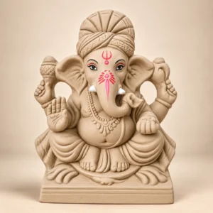 11 Inch Eco-Friendly Ganesh Idol – Traditional Turban Design