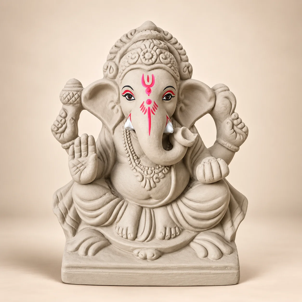 11 Inch Eco-Friendly Ganesh Idol – Ornate Crown & Mooshak Design | Idol Only
